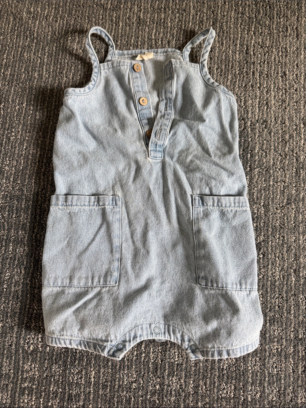 Quincy Mae Light Wash Denim Overall Romper